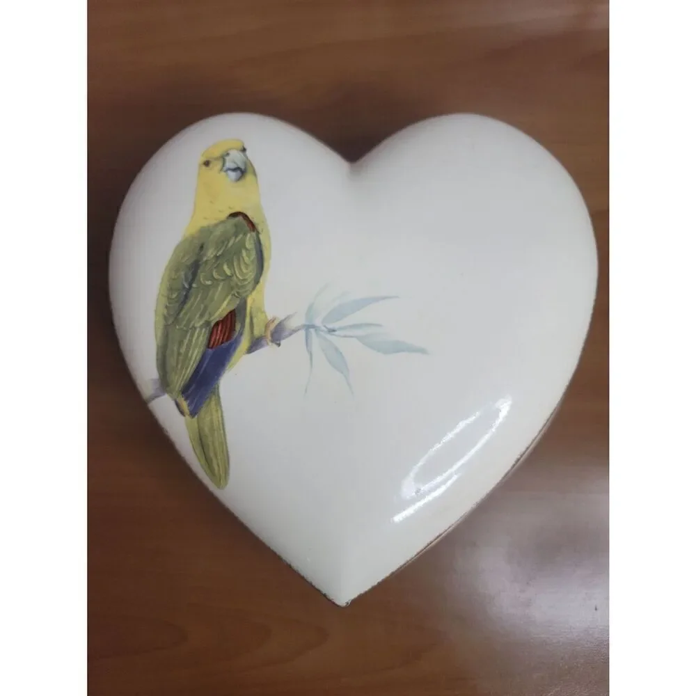 Large Heart Shaped Porcelain Trinket Box
